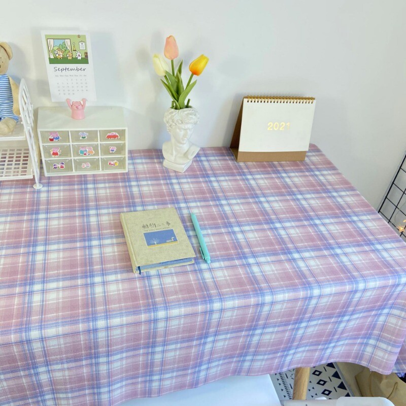 Față de masă în carouri INS Față de masă în carouri proaspătă japoneză Dormitor Covoraș de toaletă Decor dreptunghiular pentru birou
