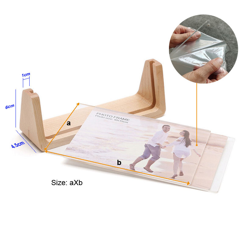Pöögipuidust pildiraam loominguline pildiraamikomplekt Lihtne akrüülist U-kujuline läbipaistev raam töölaua pildiraam fotodekoor