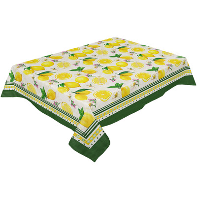 Vasarinė citrininė staltiesė, atspari dulkėms ir dėmėms lininė staltiesė vakarienei, šventiniam vakarėliui, dekoratyvinė staltiesė стол