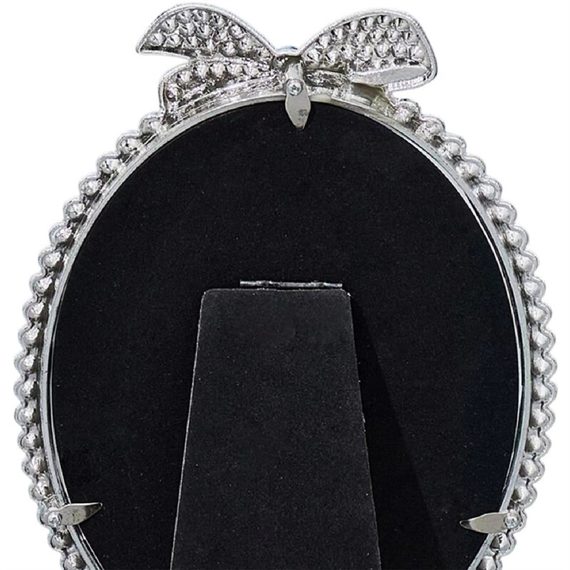 Un cadru cu diamante cu perle în formă de fundă, cu o ramă foto ovală de 3/6/7 inci, potrivită pentru cadourile pentru adulți pentru copii, ziua de naștere