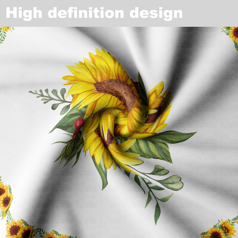 1 kom poliesterski vodootporni okrugli stolnjak naslikan suncokretovim uljem s rešetkastim rubom Pokrivač za blagovaonski stol Boemska tapiserija 63 inča