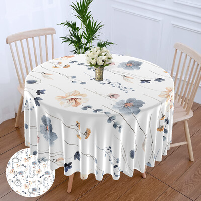 1 gabalas paprasta elegantiška šviesios spalvos gėlių apvali staltiesė vandeniui atspari terasos staltiesė Bohemiško stiliaus 63 colių staltiesė