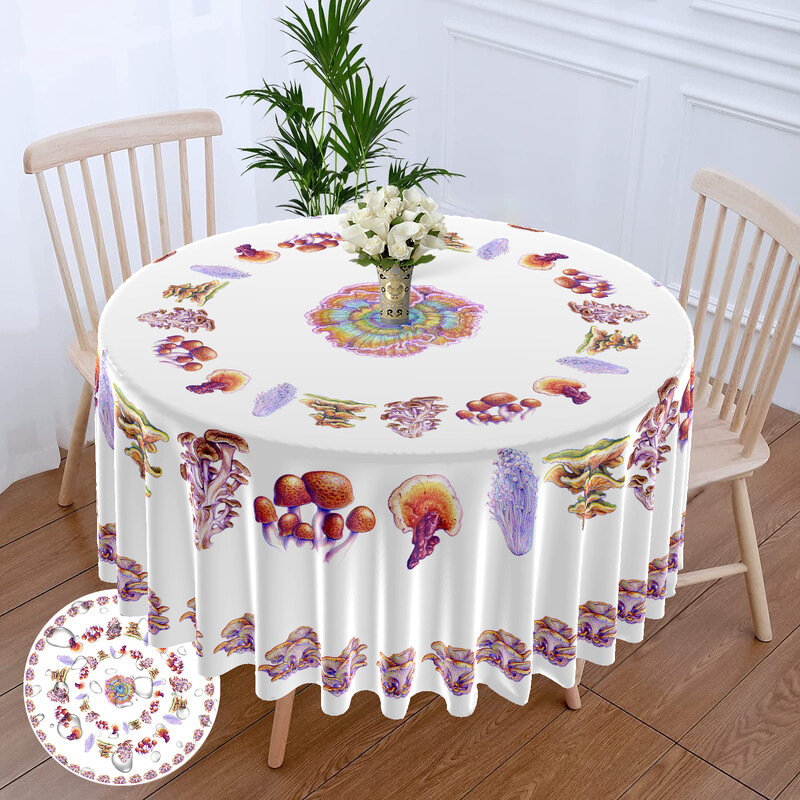 1 gabalas paprasta elegantiška šviesios spalvos gėlių apvali staltiesė vandeniui atspari terasos staltiesė Bohemiško stiliaus 63 colių staltiesė