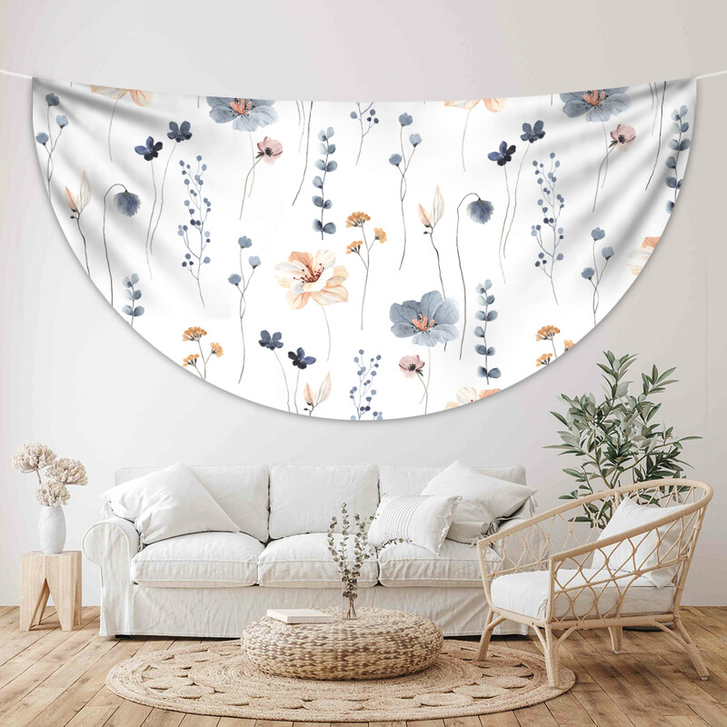 1 gabalas paprasta elegantiška šviesios spalvos gėlių apvali staltiesė vandeniui atspari terasos staltiesė Bohemiško stiliaus 63 colių staltiesė