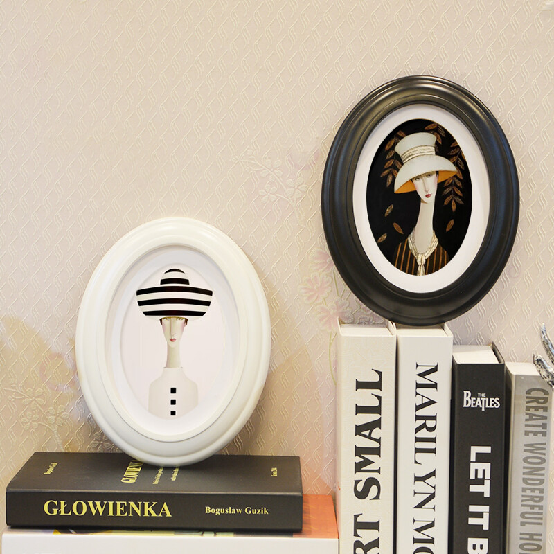 7/10 tolli ovaalsed fotoraamid Euroopa stiilis loominguline retrokaunistus pulmafotostuudio mustvalge kohvikunst pildiraamid