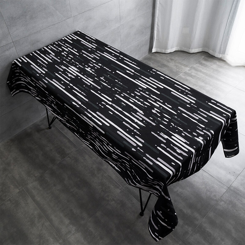 Euroopa stiilis must ja valge lihtne vee- ja õlikindel laudlina ristkülikukujuline diivanilaud laudlina lauakate