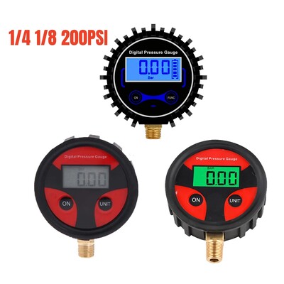 1/4 1/8 200 PSI digitalni mjerač tlaka u gumama LCD pozadinsko osvjetljenje LED digitalni mjerač tlaka u gumama mjerač tlaka za auto tester tlaka