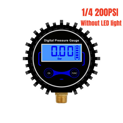 1/4 1/8 200 PSI digitaalne rehvirõhumõõdik LCD-taustavalgustusega LED digitaalne rehvirõhumõõtur autorõhutesteri jaoks