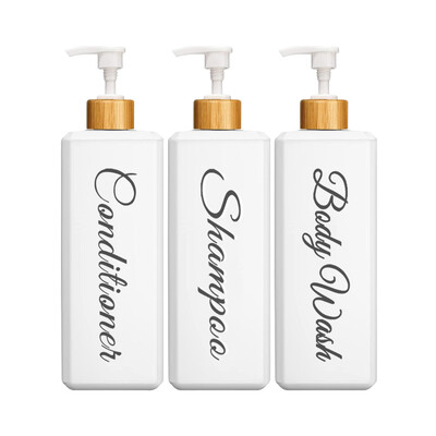 500 ml Vannitoa dosaatorid Square Shampoo Dušigeel Kehapesu jaoturid Korduvtäidetavad bambusest pumbaga pudelid Lossikonteinerid
