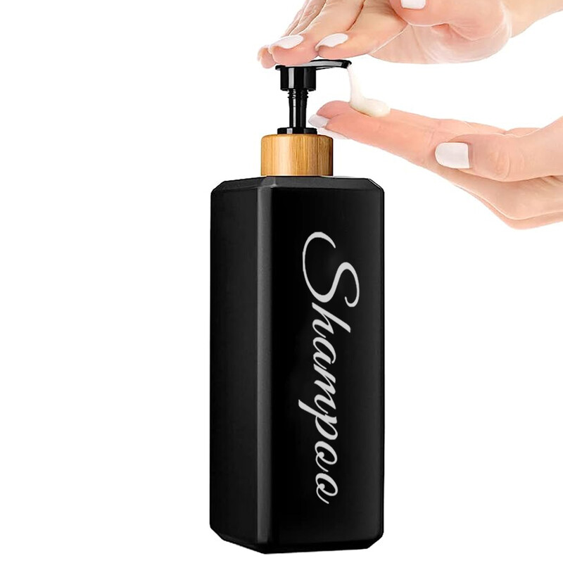 500 ml Vannitoa dosaatorid Square Shampoo Dušigeel Kehapesu jaoturid Korduvtäidetavad bambusest pumbaga pudelid Lossikonteinerid