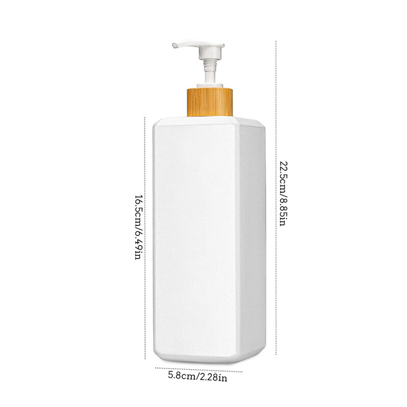 500 ml Vannitoa dosaatorid Square Shampoo Dušigeel Kehapesu jaoturid Korduvtäidetavad bambusest pumbaga pudelid Lossikonteinerid
