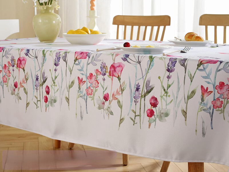 Kevadine kirss Akvarell Metsikud lilled Laudlina Köögisöögilaua sisustus Veekindel polüestrist laudlina Pulmapeo sisustus