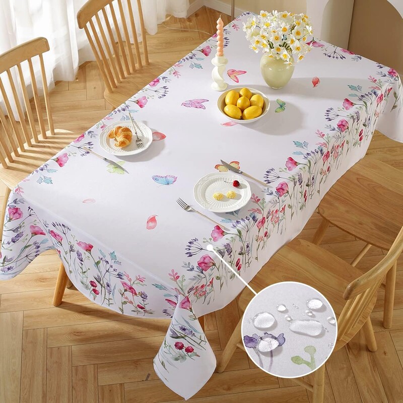 Kevadine kirss Akvarell Metsikud lilled Laudlina Köögisöögilaua sisustus Veekindel polüestrist laudlina Pulmapeo sisustus