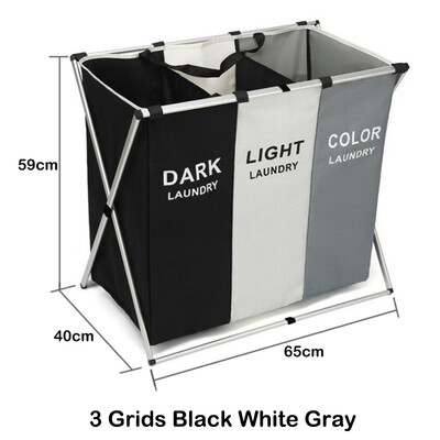 BGRORIO sulankstomas skalbinių krepšelis, trys tinkleliai, atsparus vandeniui, krepšelis namuose Didelis nešvarių drabužių žaislų skalbimo užtvaras