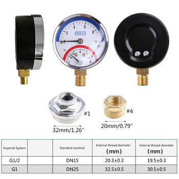 Θερμομανόμετρο Θερμοκρασίας & Πίεσης έως 120 ℃ & 10 Bar για Αέριο Νερό