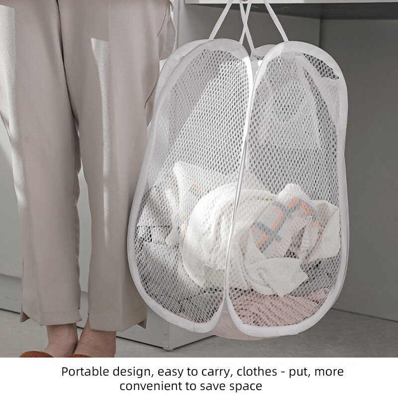 Sulankstomas skalbinių krepšelis skalbinių laikymo tinklinis krepšys žaislų laikymo dėžė Vonios kambarys Nešvarūs drabužiai Įvairūs kabantys kibiras Kelionių šiukšliadėžė