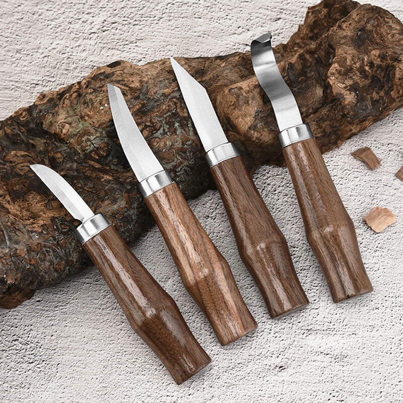 Cuțit pentru sculptură în lemn, 1/7 buc. Cuțit sculptural cu mâner rotund, cuțit profesional multifuncțional pentru prelucrarea lemnului, instrumente de sculptură manuală