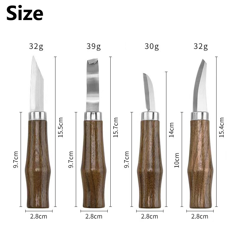 Cuțit pentru sculptură în lemn, 1/7 buc. Cuțit sculptural cu mâner rotund, cuțit profesional multifuncțional pentru prelucrarea lemnului, instrumente de sculptură manuală