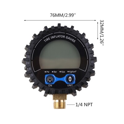 200//250/255 Psi Digitalni zračni mjerač tlaka u gumama Visokotlačni navoj 1/8"NPT /1/4" NPT / M11