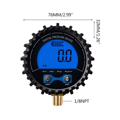 200//250/255 Psi Digitalni zračni mjerač tlaka u gumama Visokotlačni navoj 1/8"NPT /1/4" NPT / M11