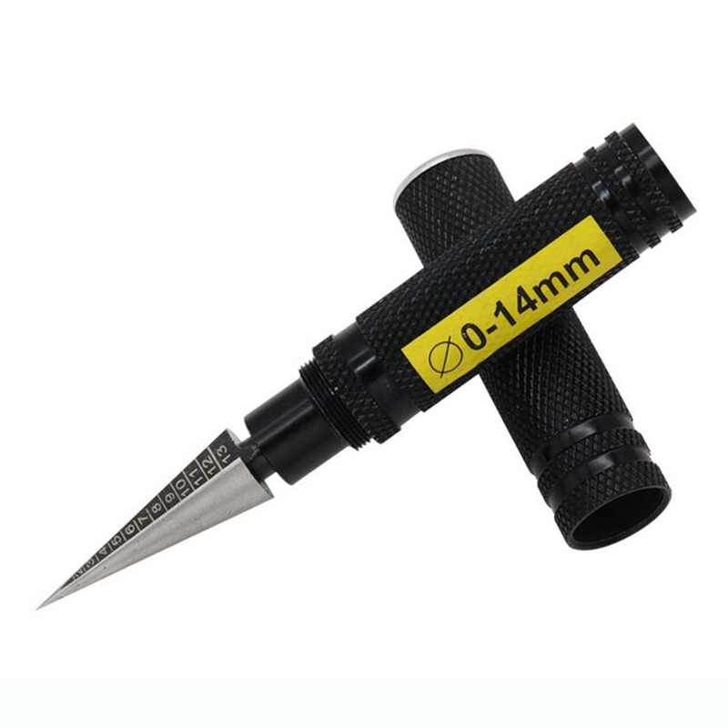 0-14 mm plieninis skylių atidarytuvas Nešiojamas medienos apdirbimas Padidinti kaiščio skylę centrinis perforatorius 127 * 18 mm rankinis gręžimo gręžtuvo padėties nustatymo įrankis