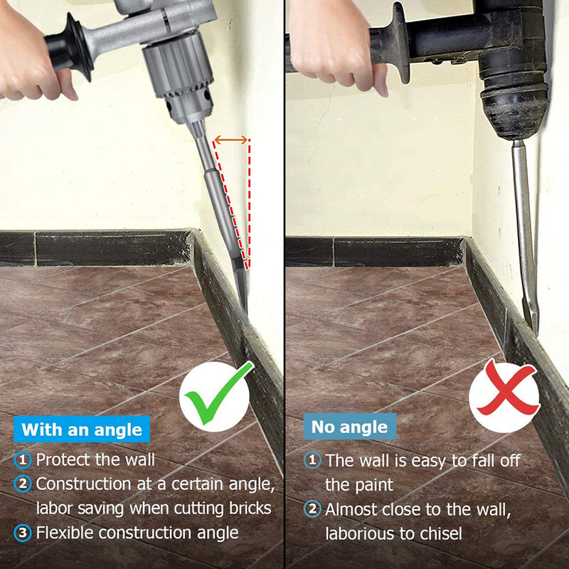 15 ° kaltas 75 mm pločio Sds plius kotas elektrinis plaktukas kaltas kampuotas sunkiasvoris sulenktas plytelių kalto ilgis 165 mm kampas