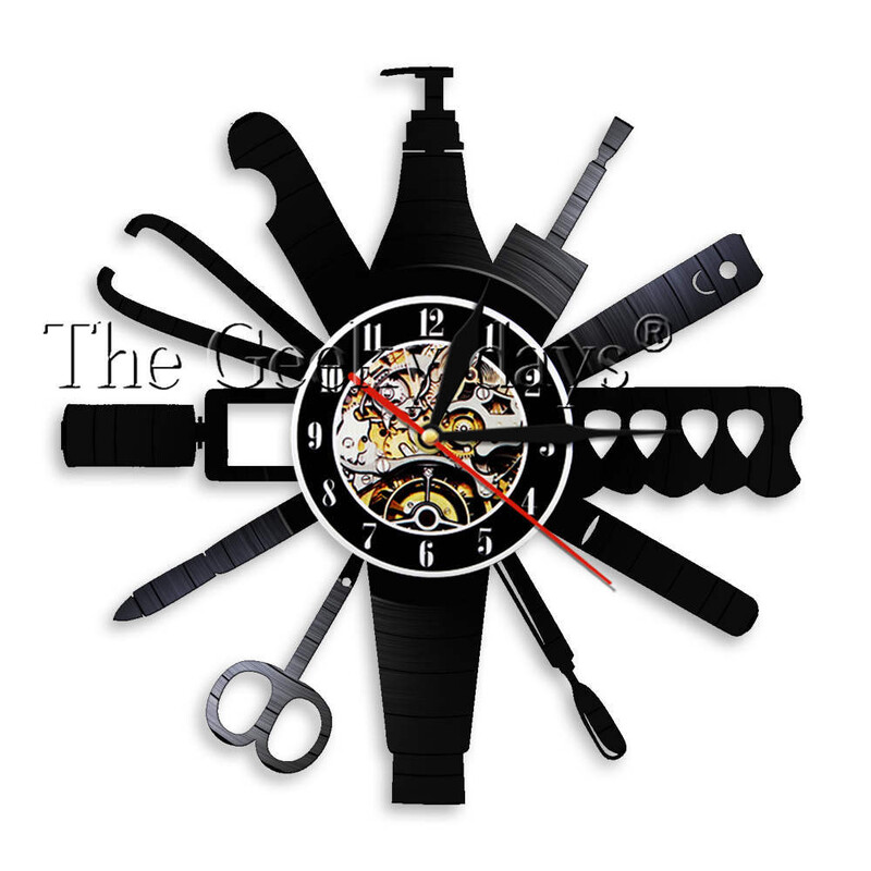 Užsienio prekyba tarpvalstybinė nagų dailės sieninis laikrodis grožio salonas manikiūras nagų lakavimas vinilo plokštelinio laikrodžio dekoravimas