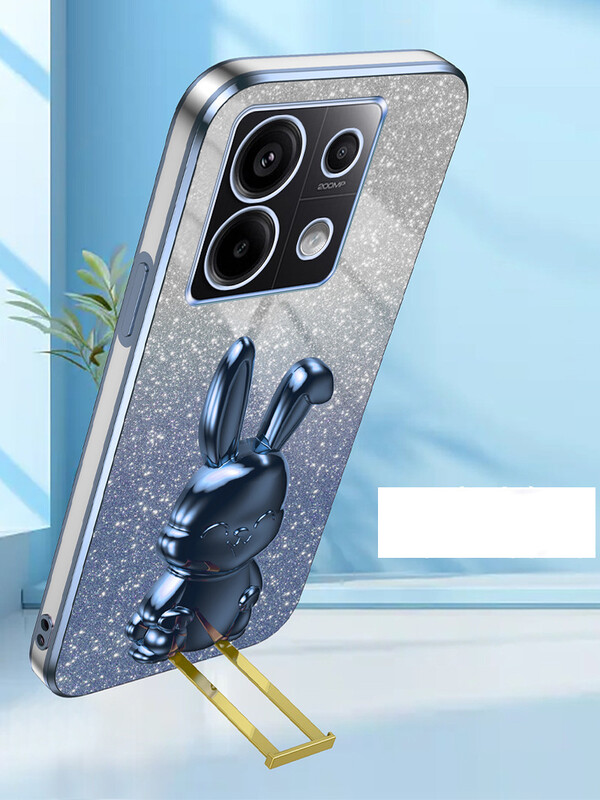 Tinka Xiaomi 14Pro mobiliojo telefono dėklo svirties triušio laikiklis Redmi note13 galvanizavimas K60 gradient shine 12 komplektų