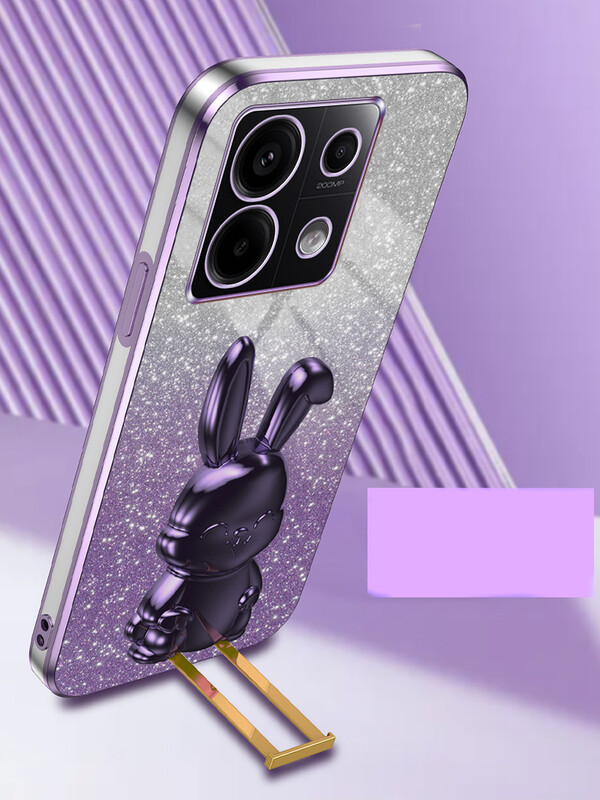 Tinka Xiaomi 14Pro mobiliojo telefono dėklo svirties triušio laikiklis Redmi note13 galvanizavimas K60 gradient shine 12 komplektų