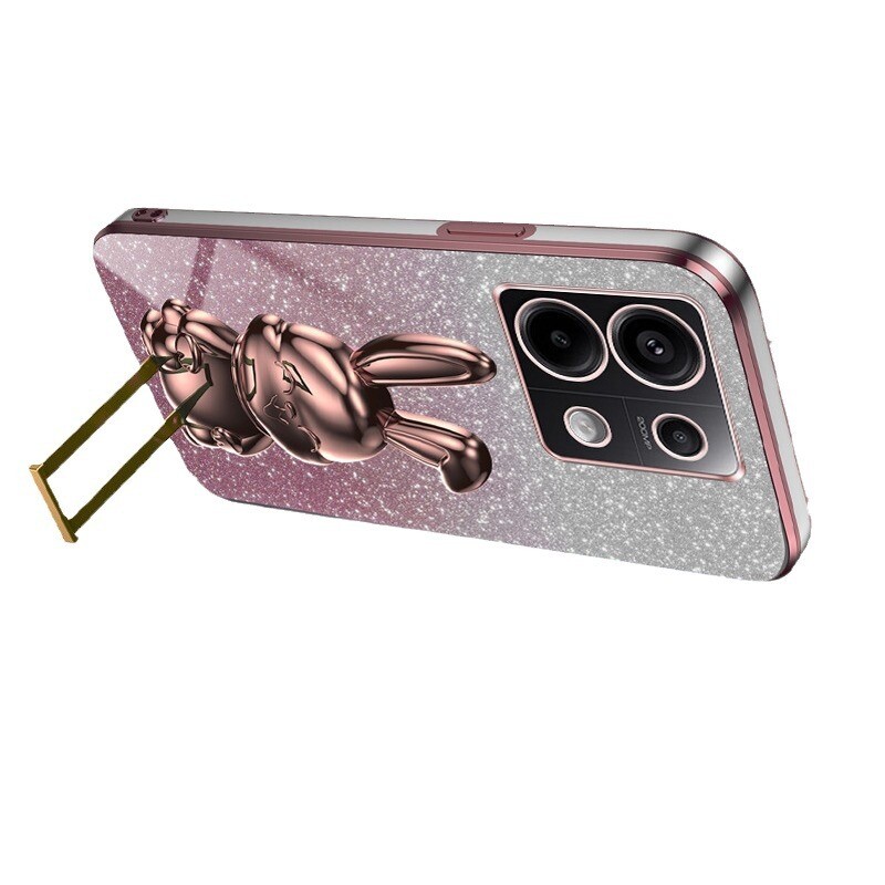 Tinka Xiaomi 14Pro mobiliojo telefono dėklo svirties triušio laikiklis Redmi note13 galvanizavimas K60 gradient shine 12 komplektų