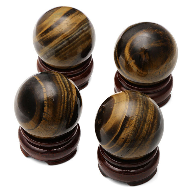 Natūralaus akmens rutuliniai papuošalai su 47mm medžio pagrindu tigro akies akmens ornamentų rinkinio gamintojas 