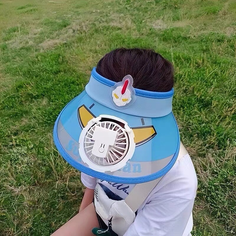 Pălărie de soare pentru copii cu evantai pentru băieți și fete cu boruri mărite de vară nouă pălărie de soare goală de desene animate pentru adulți