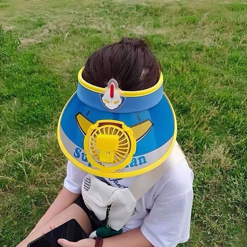 Pălărie de soare pentru copii cu evantai pentru băieți și fete cu boruri mărite de vară nouă pălărie de soare goală de desene animate pentru adulți