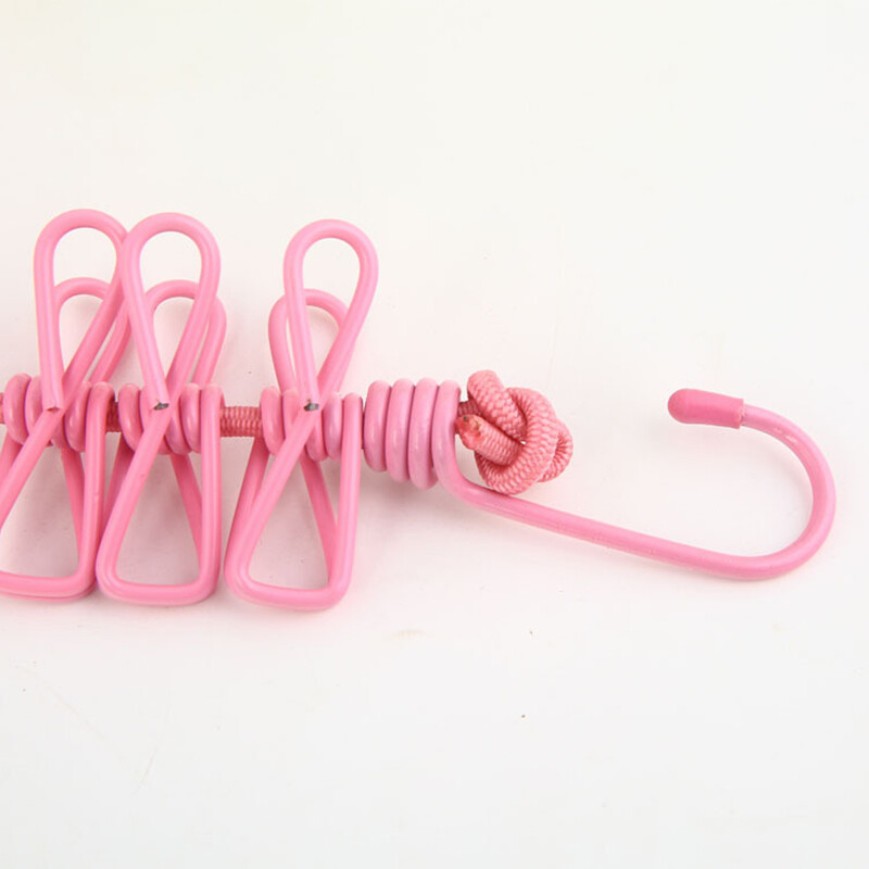 Snur de rufe portabil cu 12 cleme Uscător de rufe retractabil Coarda de uscare Suport pânză Linie de agățat pentru exterior