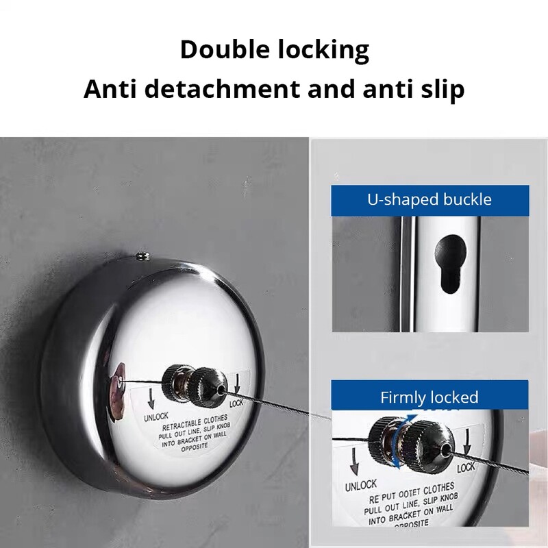 Seinale kinnitatav riietusliin Tuulekindel 2,8 m reguleeritava tugevusega nailon Vastupidav libisemisvastane kuivatusrest, köis pesu