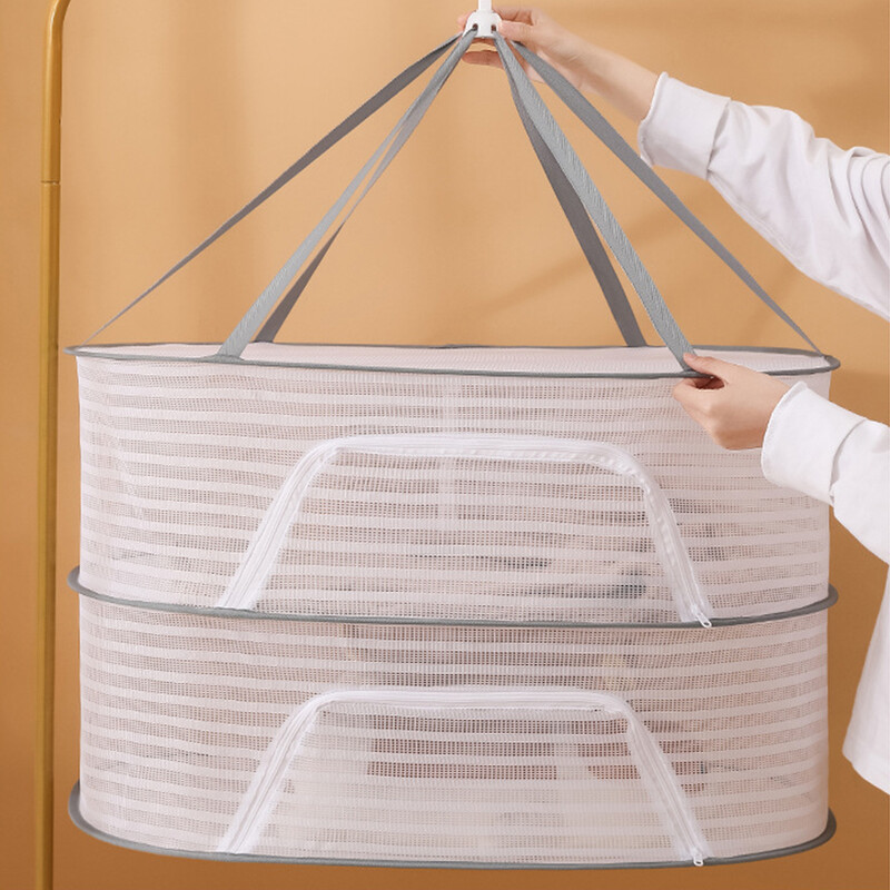 4 sluoksnių džiovinimo tinklelio žolelės su užtrauktukais Žuvies pakabinamas krepšelis Sulankstomas smulkiagrūdis tinklelis, skirtas žuvims/daržovėms/vaisiams/žolėms džiovinti