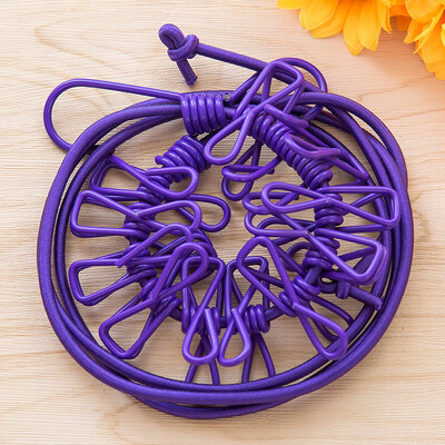 Snur portabil de rufe de 1,8 m cu 12 agrafe, rezistent la vânt, retractabil, cu cleme pentru suport, linie de haine, consumabile de călătorie