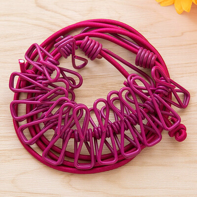 Snur portabil de rufe de 1,8 m cu 12 agrafe, rezistent la vânt, retractabil, cu cleme pentru suport, linie de haine, consumabile de călătorie