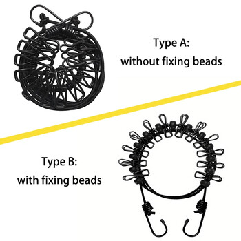 Преносима еластична стойка за дрехи за пътуване Ветроустойчива външна въже за дрехи с 12 щипки Връв за сушене на пране за балкон в задния двор