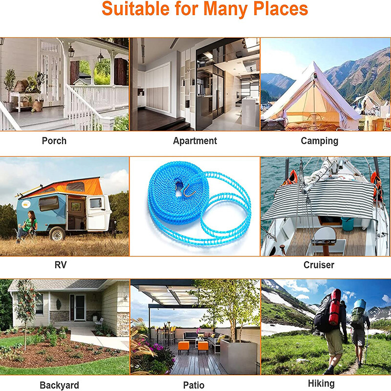 3M/5MP/8M/10M õues kasutatavad riidenöörid Reisimine Sissetõmmatav nöör pesunöör matkakuivatusnöör Libisemisvastased riidenöörid Kodu vidin