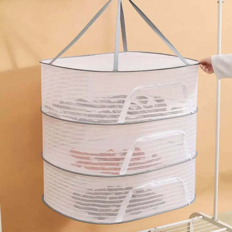 Džiovinimo tinklelis 3 sluoksnių pakabinami drabužiai Vaisių žolelių džiovinimo tinkleliai Maisto produktai Džiovintuvo narvas Kvėpuojantis laikymo stovas Valymas Džiovinimo įrankiai