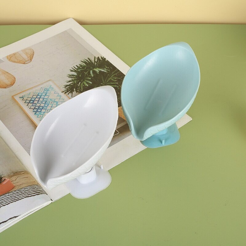 1 buc. Ventuză în formă de frunze de scurgere cutie de săpun de toaletă suport de depozitare pentru vase de săpun Suport de săpun de toaletă perforat
