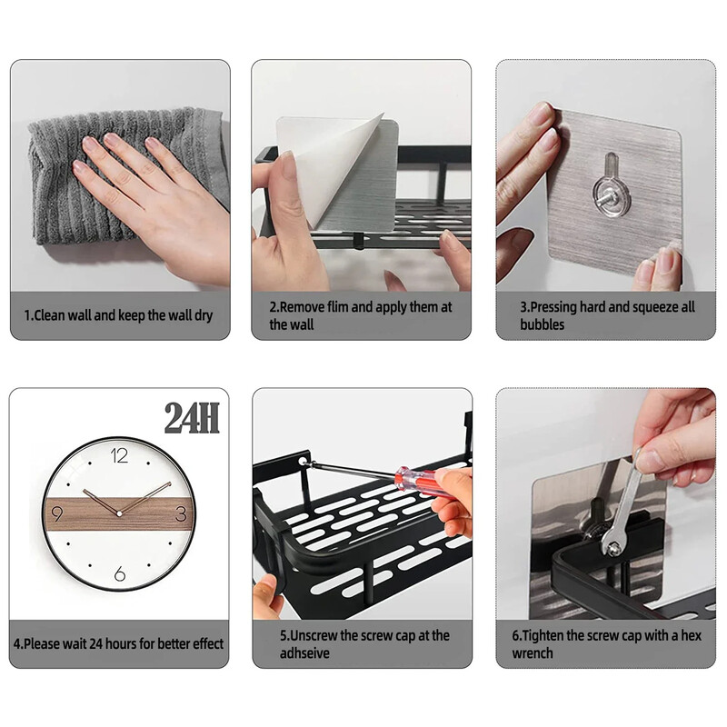 Vannitoa panipaik ilma puuriiulideta seinakinnitus nurgariiul dušihoidik WC-šampooni hoidja jaoks Vannitoatarvikud