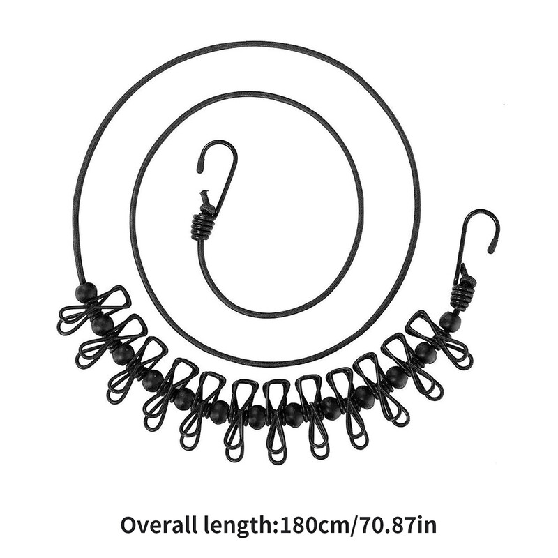Kaasaskantav riidenöör 12 nööpnõelaga Reisiriiete kuivatusrest Tross Tuulekindel pesuriide nöör tagaaias telkimiseks