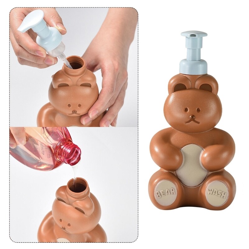 Cartoon Bear putplasčio muilo dozatorius, 250 ml losjono laikymo talpyklės šampūnas, dušas
