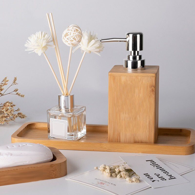 Seebi dosaator Lotion šampooni jaotur pudelihoidja Vannituba köök Bambusest vedel käteseebi dosaatori pump 280 ml