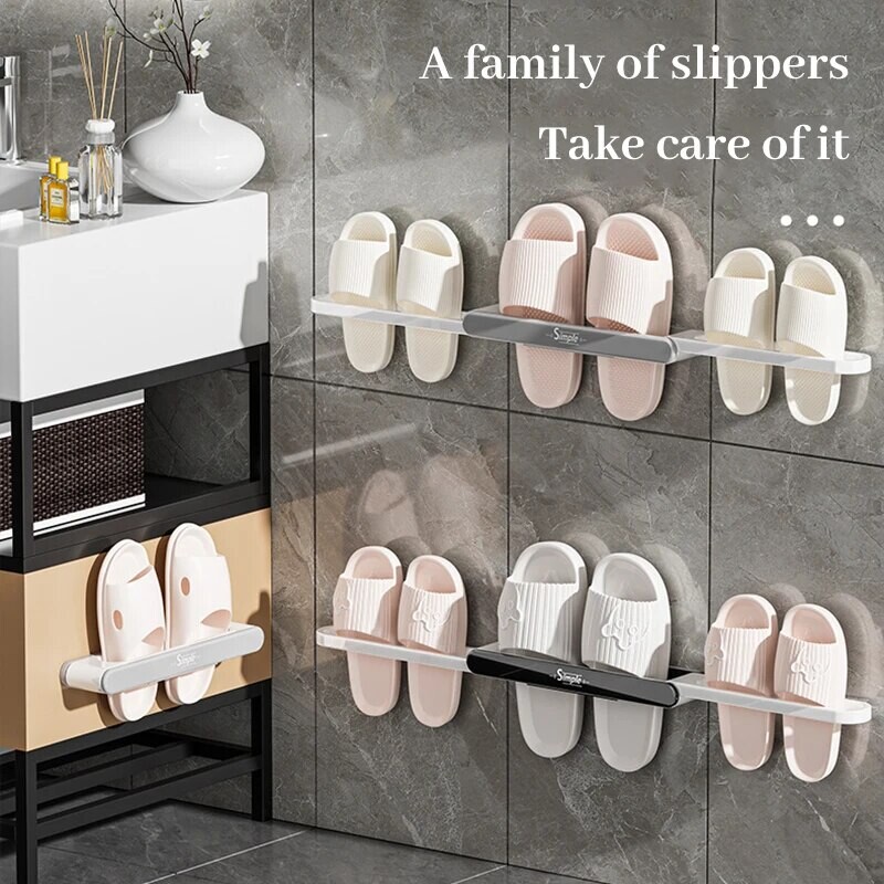 1 tk 3-ühes vannitoasussihoidja, seinakinnitusega jalatsihoidja riidepuu, kokkupandav sussihoidja, kokkupandav rippuv käterätikuivati