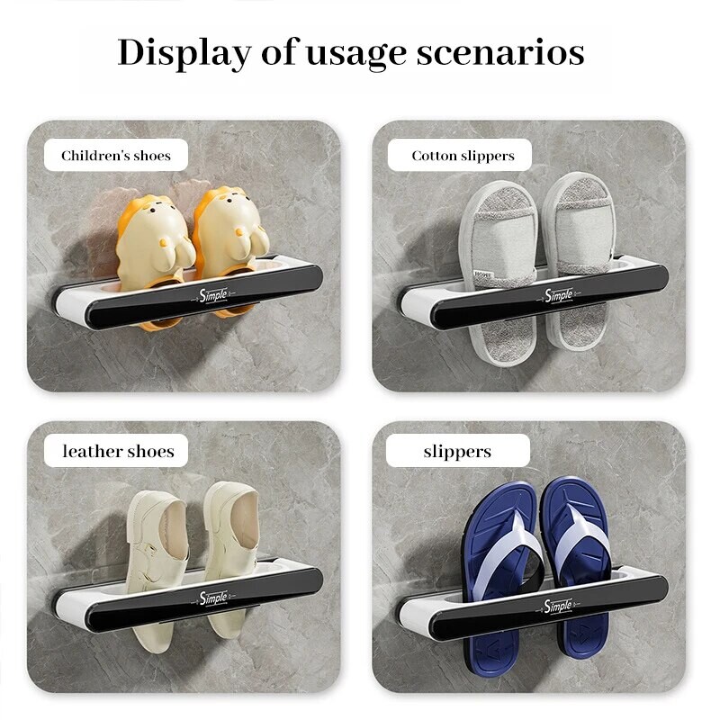 1 tk 3-ühes vannitoasussihoidja, seinakinnitusega jalatsihoidja riidepuu, kokkupandav sussihoidja, kokkupandav rippuv käterätikuivati