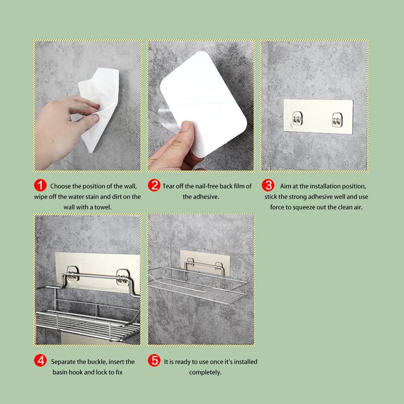 Roostevabast terasest vannitoa hoiustamisriiul Punch-free Köök Vannituba WC Seinale riputatav hoiurest