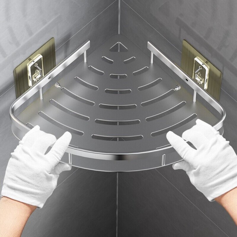 Rafturi de baie Raft de colț pentru duș Suporturi pentru suport pentru depozitare șampon, aluminiu, pe perete, fără găurit, accesorii pentru baie de bucătărie